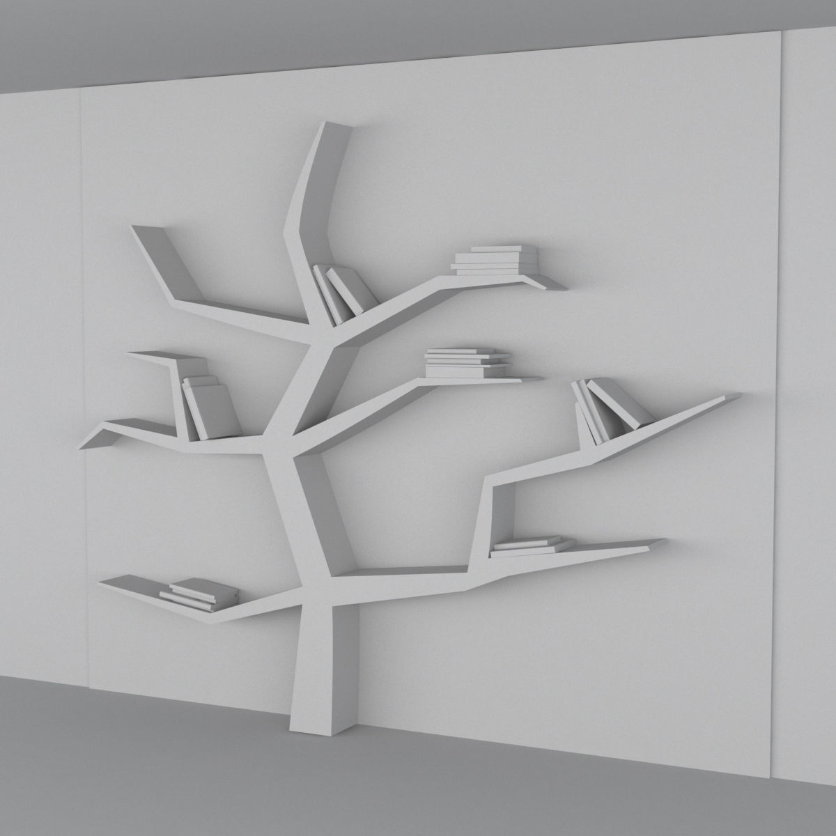 Modern Book Shelf Low-poly 3D model_3