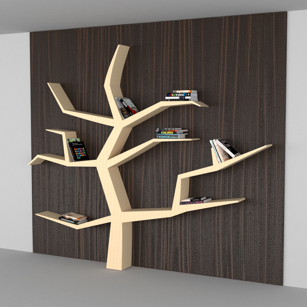 Modern Book Shelf Low-poly 3D model_1