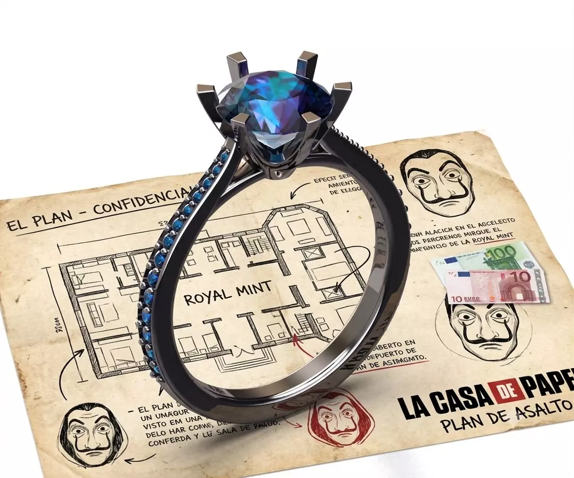 009 Hex-Claw Architectural Solitaire Ring US7-3gm 3D print model