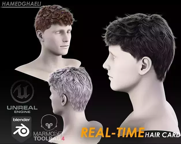 Real Time Hair Card Male Hairstyle part 16