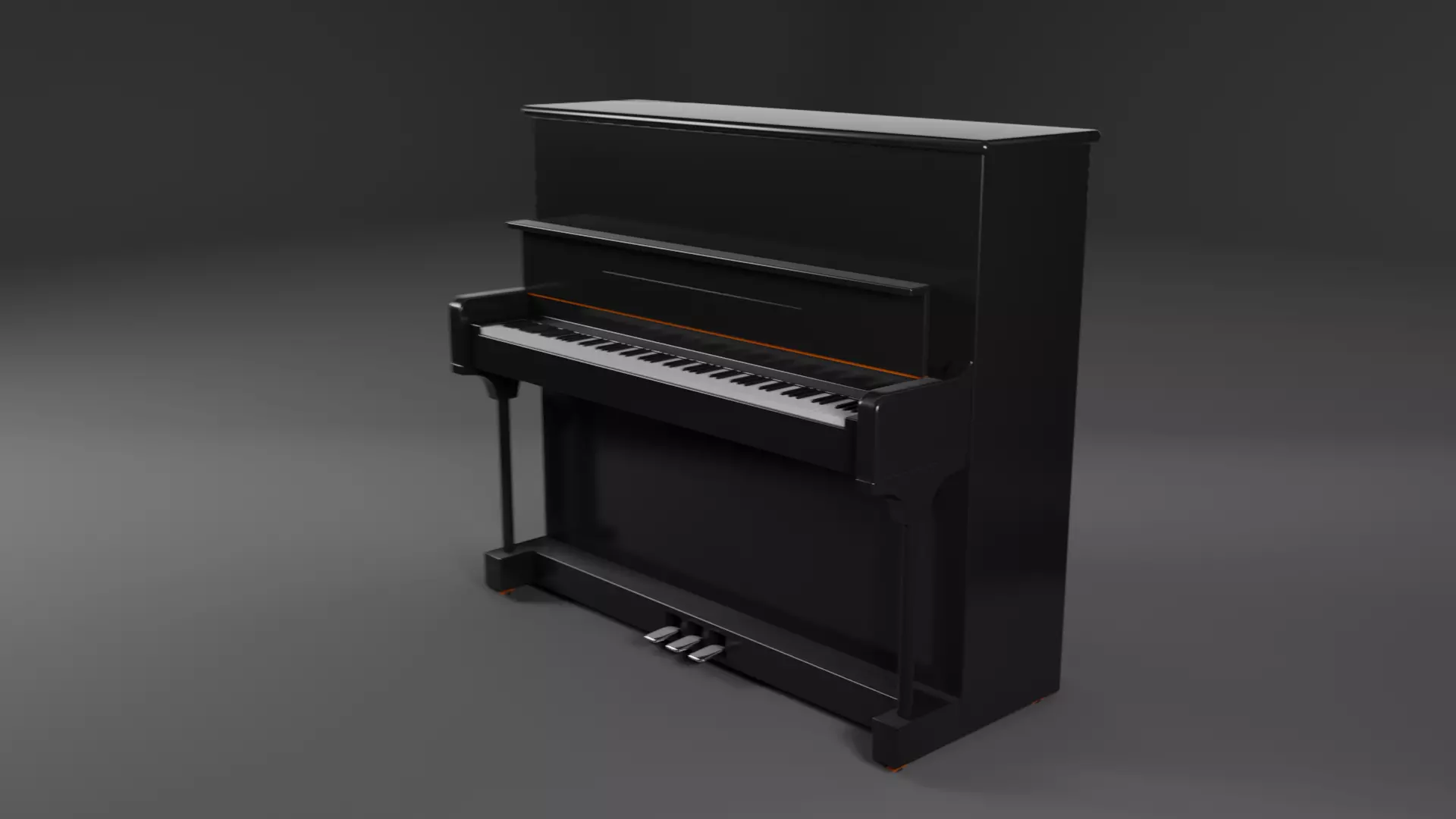 Classic Black Upright Piano 3D model