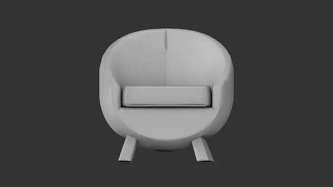Upholstered armchair Low-poly 3D model 7