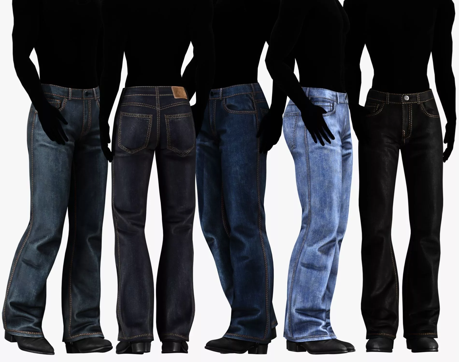 Male Casual Bootcut Jeans Pants - Character Clothing Low-poly 3D model