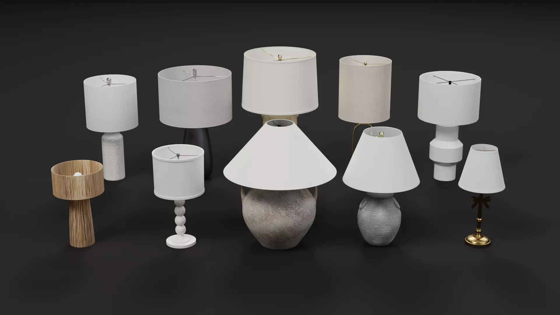 Modern Table Lamp Collection 01 - 10 Style Variant Pack Low-poly 3D model