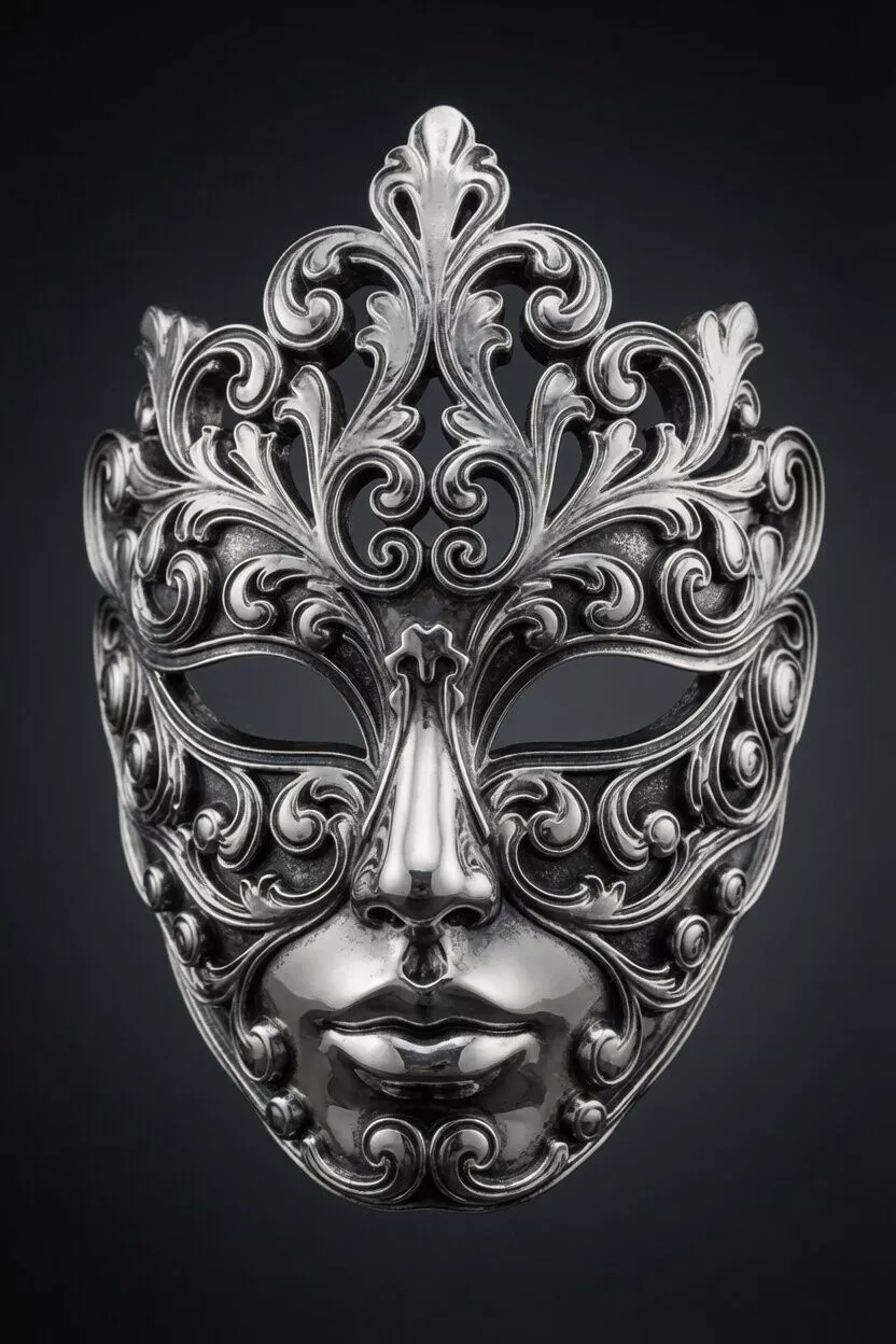 Venetian Baroque Masquerade Mask Pendant 3D print model