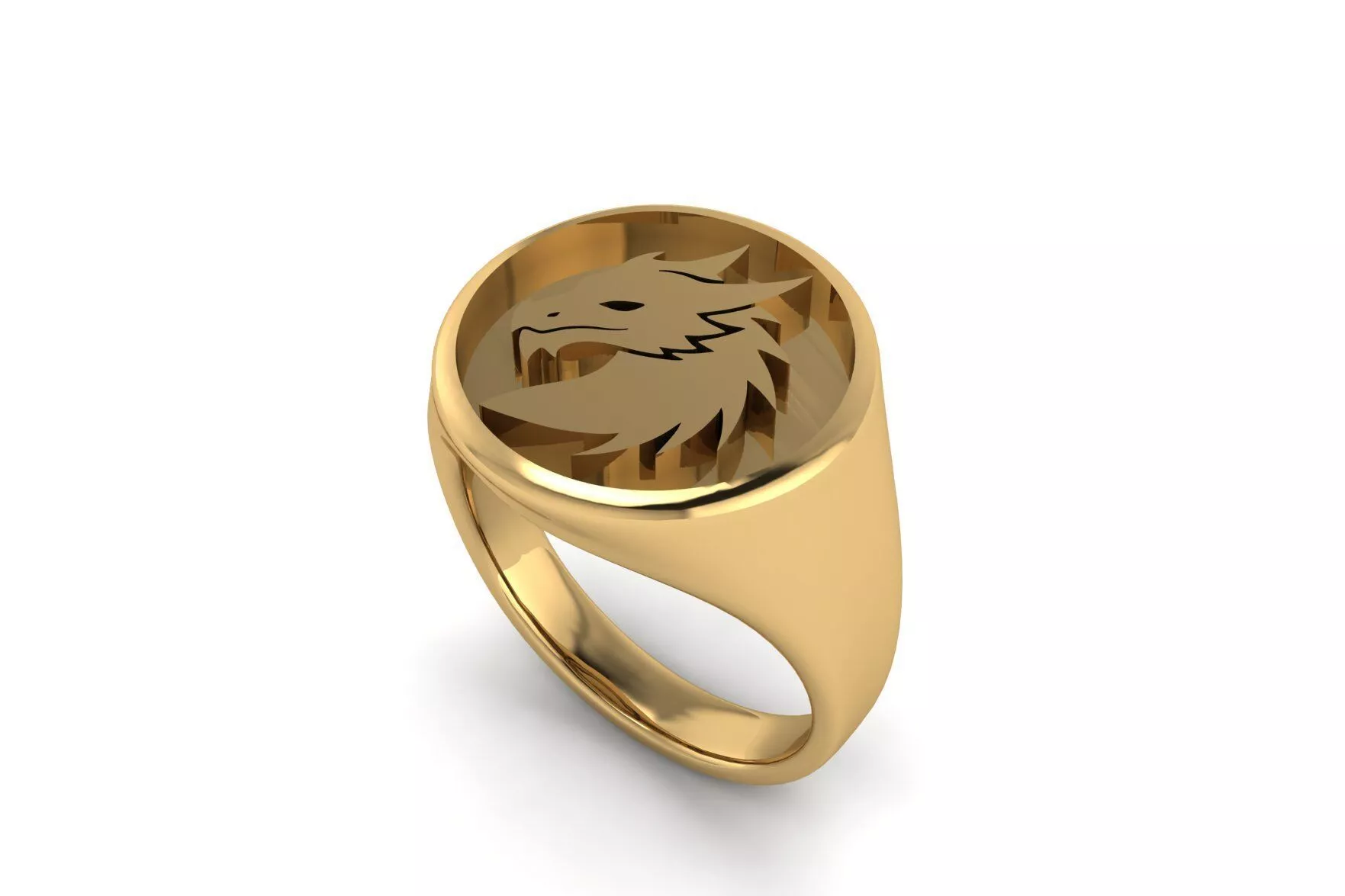 Dragon Head Signet Ring 3D print 225 3D print model
