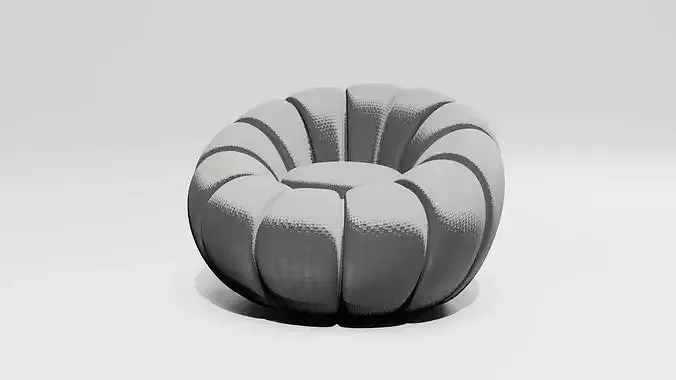 Round Bubble Armchair Channel Tufted Fabric Lounge Pumpkin Chair Low-poly 3D model 3