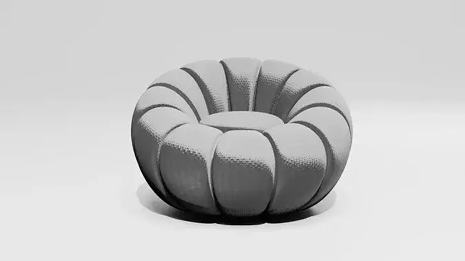 Round Bubble Armchair Channel Tufted Fabric Lounge Pumpkin Chair Low-poly 3D model
