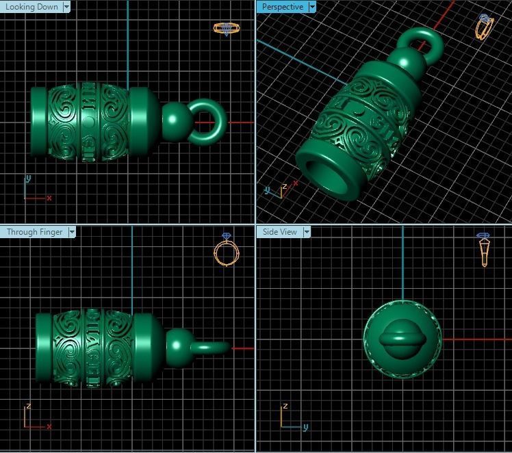 Pendant gold with intricate design 3D print model_2