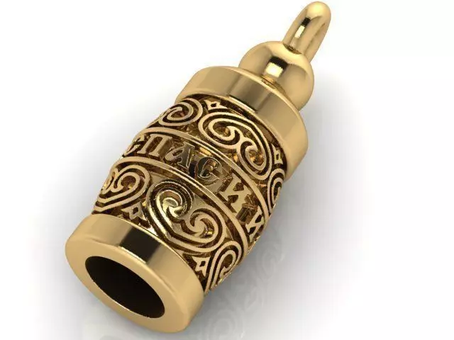 Pendant gold with intricate design 3D print model_0