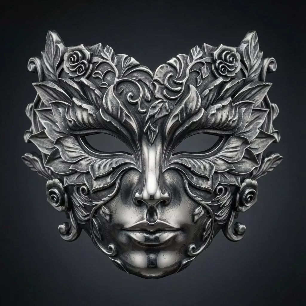 Venetian Floral Masquerade Mask Pendant Baroque Rose Jewelry 3D print model