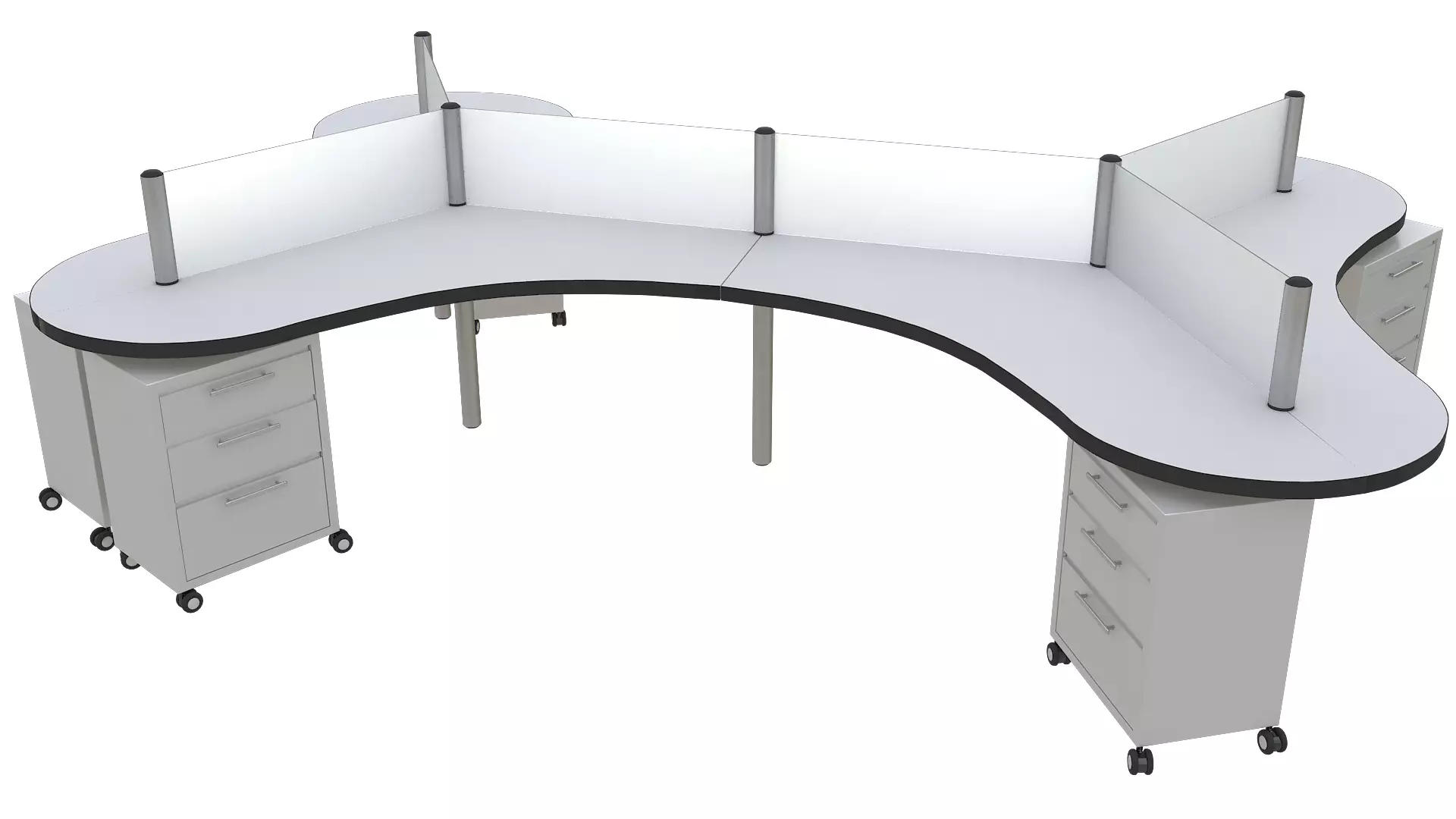 Office Desk 6 People 120 Degree Workstation 3D model