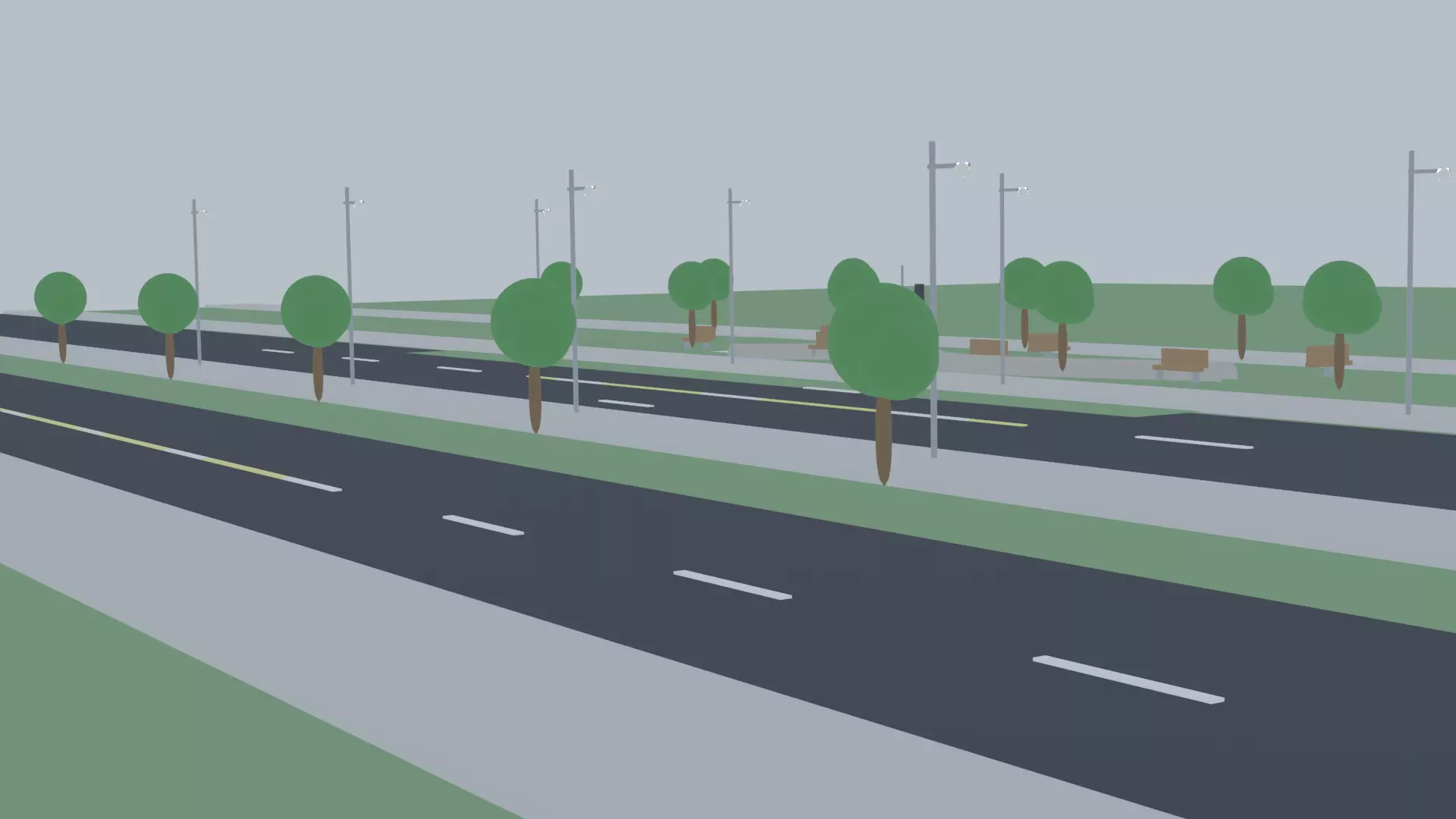 Realistic Modern Highway Environment Pack GameReady LowPoly PBR Low-poly 3D model