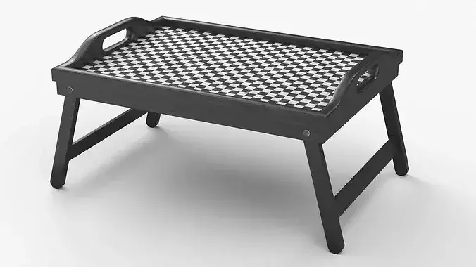 Folding Table Tray with Coffee in Porcelain Cups and Cookies 3D model 5