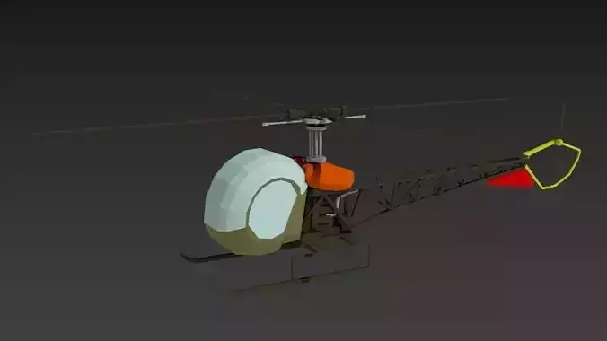 low poly bell47 helicopter