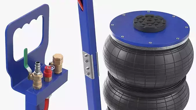 Triple Bellows Pneumatic Jack Tool 3D model 5