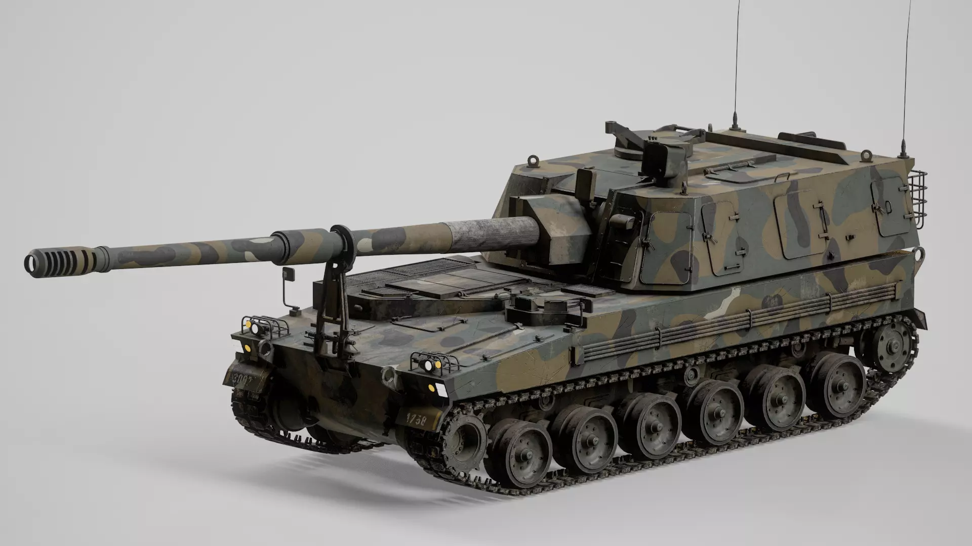K9 Thunder Self-Propelled Howitzer and K10 Ammunition Resupply Low-poly 3D model