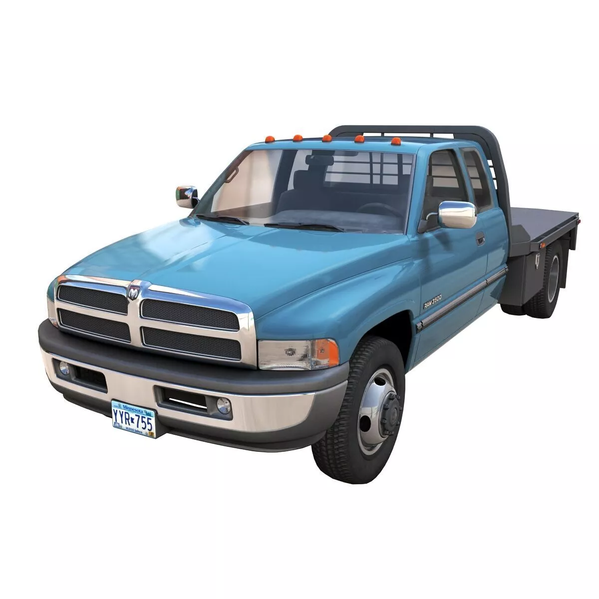 Dodge Ram 3500 CM Flatbed truck Low-poly 3D model