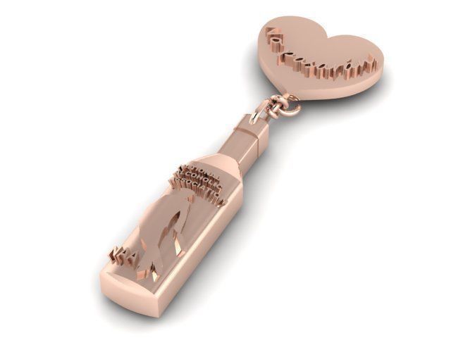 Pendant gold bottle with heart in it 3D print model_1
