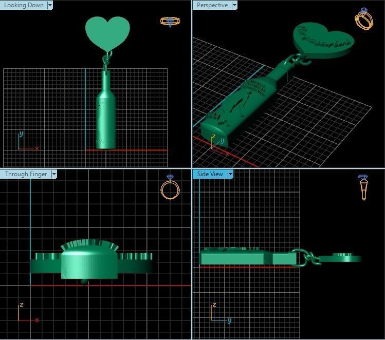 Pendant gold bottle with heart in it 3D print model_2