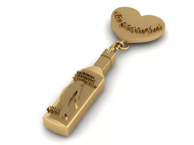 Pendant gold bottle with heart in it 3D print model_0