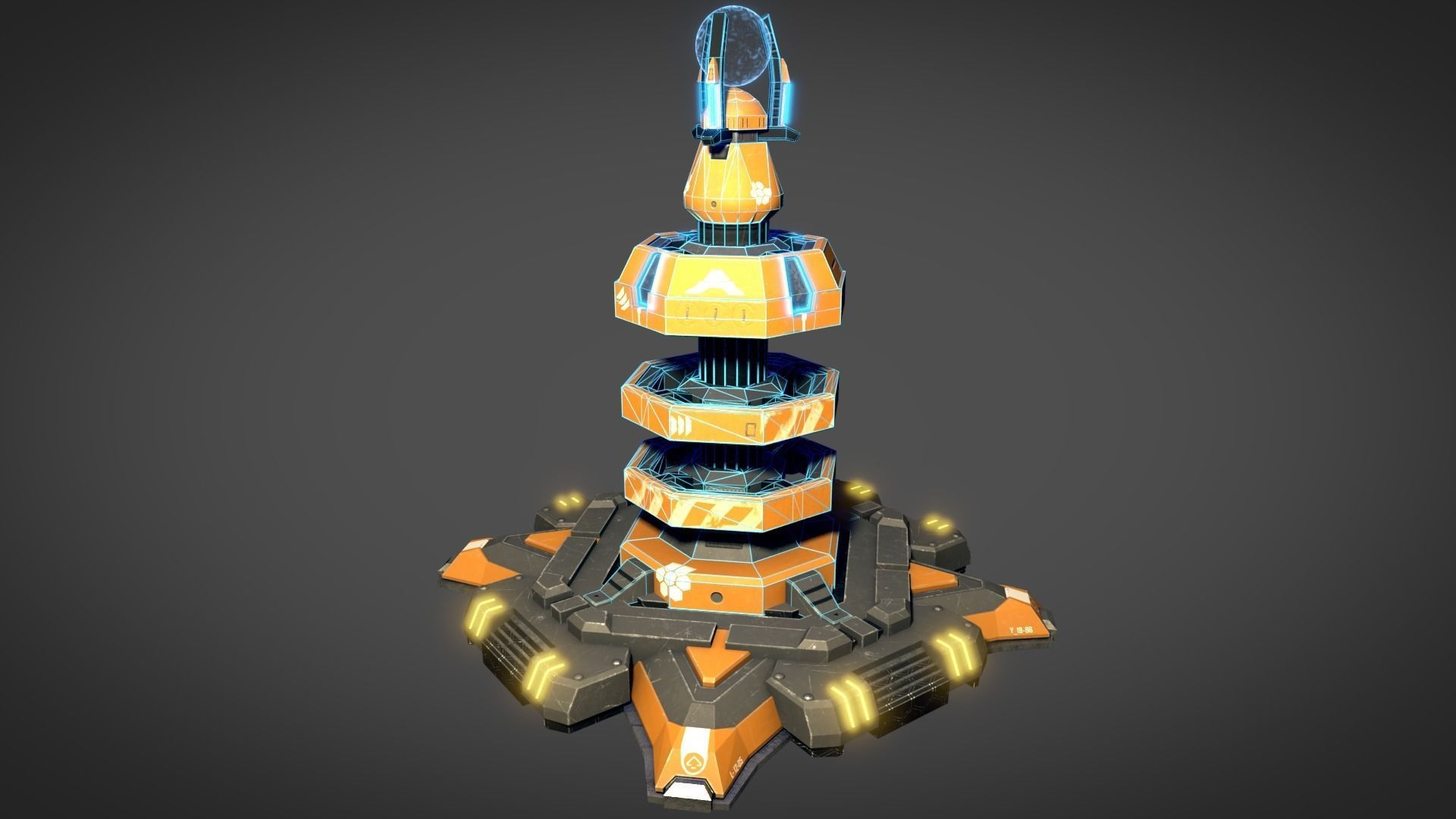Sci Fi Shield Generator Low-poly 3D model_6