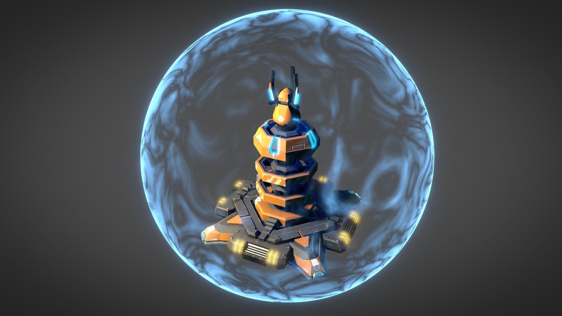 Sci Fi Shield Generator Low-poly 3D model_3