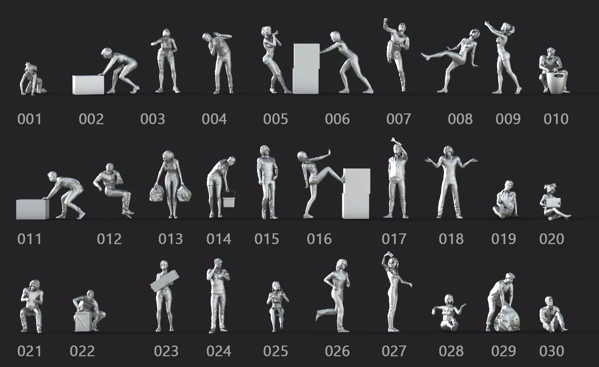 Kit Figuras Pessoas Miniatura Maquete e Diorama Sem Detalhes 3D print model