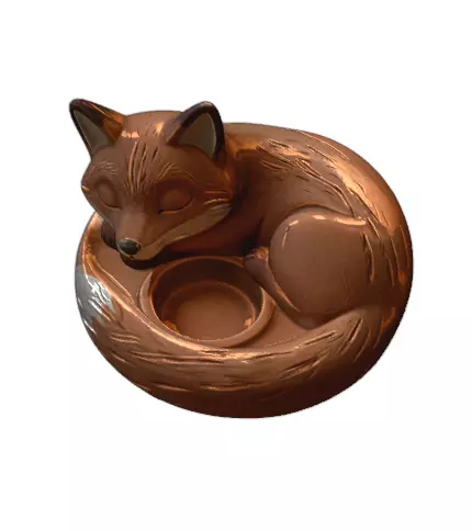 Cute Sleeping Fox Candle Holder 3D print model