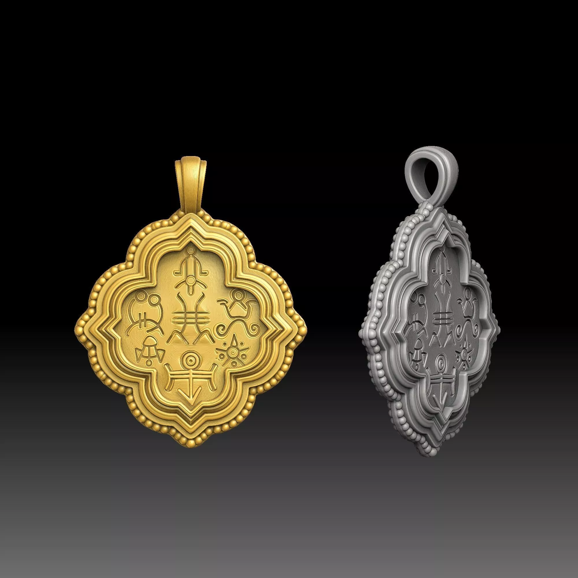 Sacred Geometry Gothic- one inch pendant 3D print model