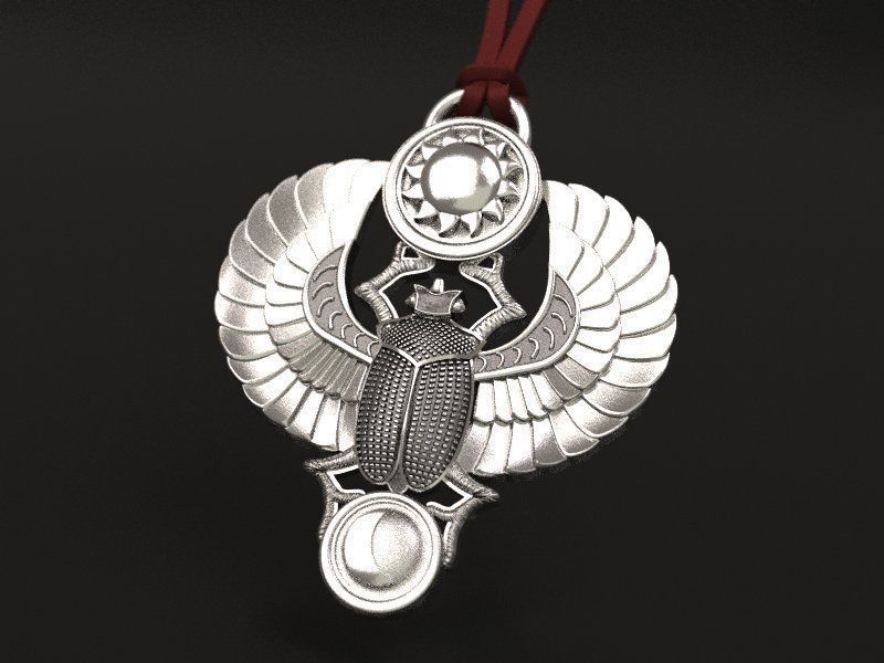 Winged Scarab pendant classic  3D print model_8