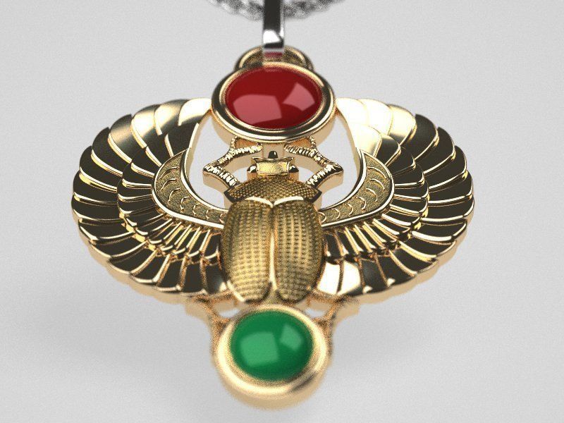 Winged Scarab pendant classic  3D print model_3