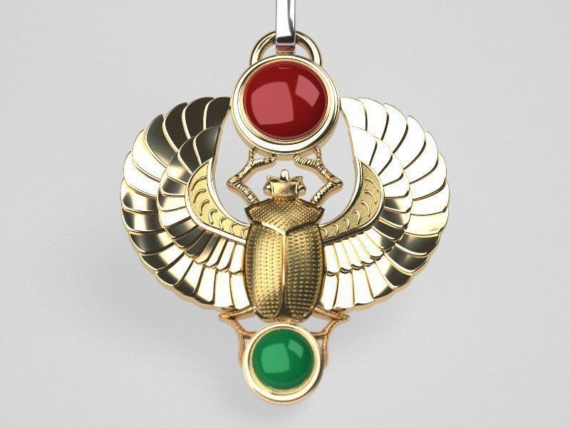 Winged Scarab pendant classic  3D print model_5