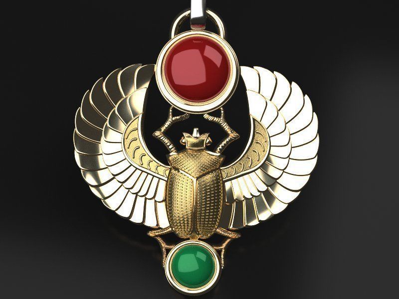 Winged Scarab pendant classic  3D print model_1