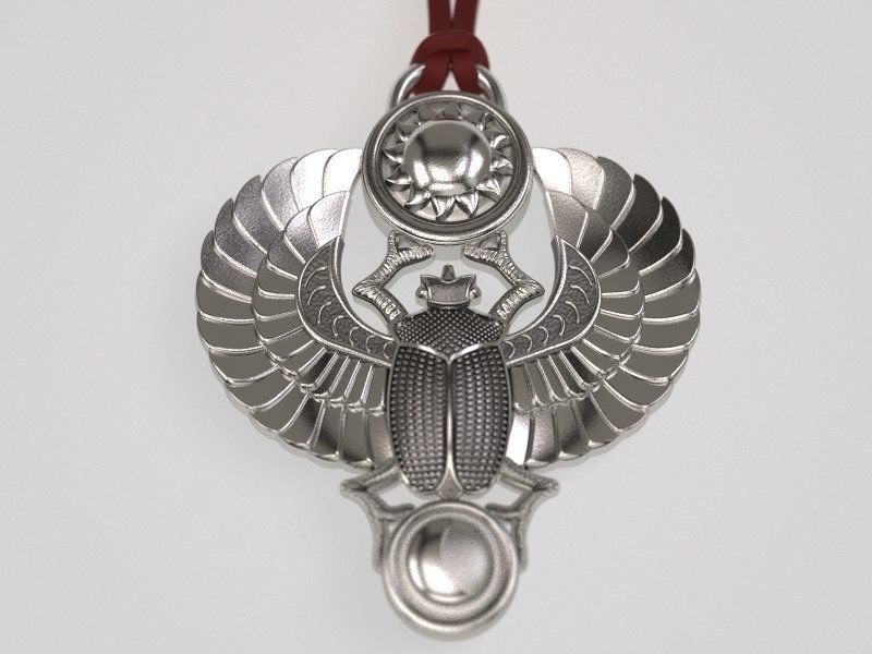 Winged Scarab pendant classic  3D print model_7