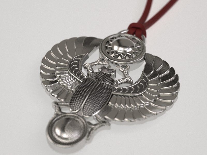 Winged Scarab pendant classic  3D print model_6