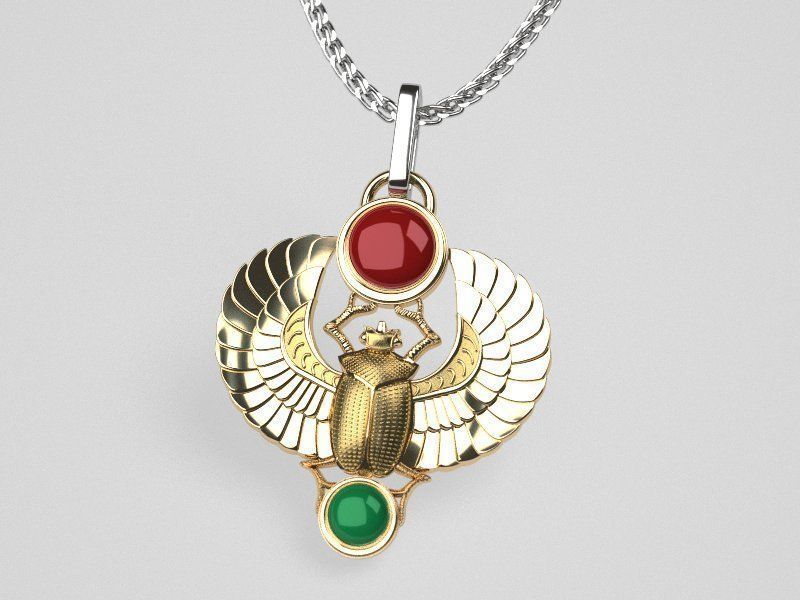Winged Scarab pendant classic  3D print model_4