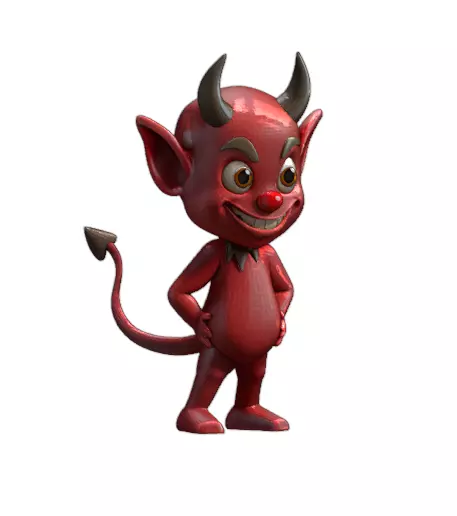 Cute Red Devil Cartoon Character 3D print model