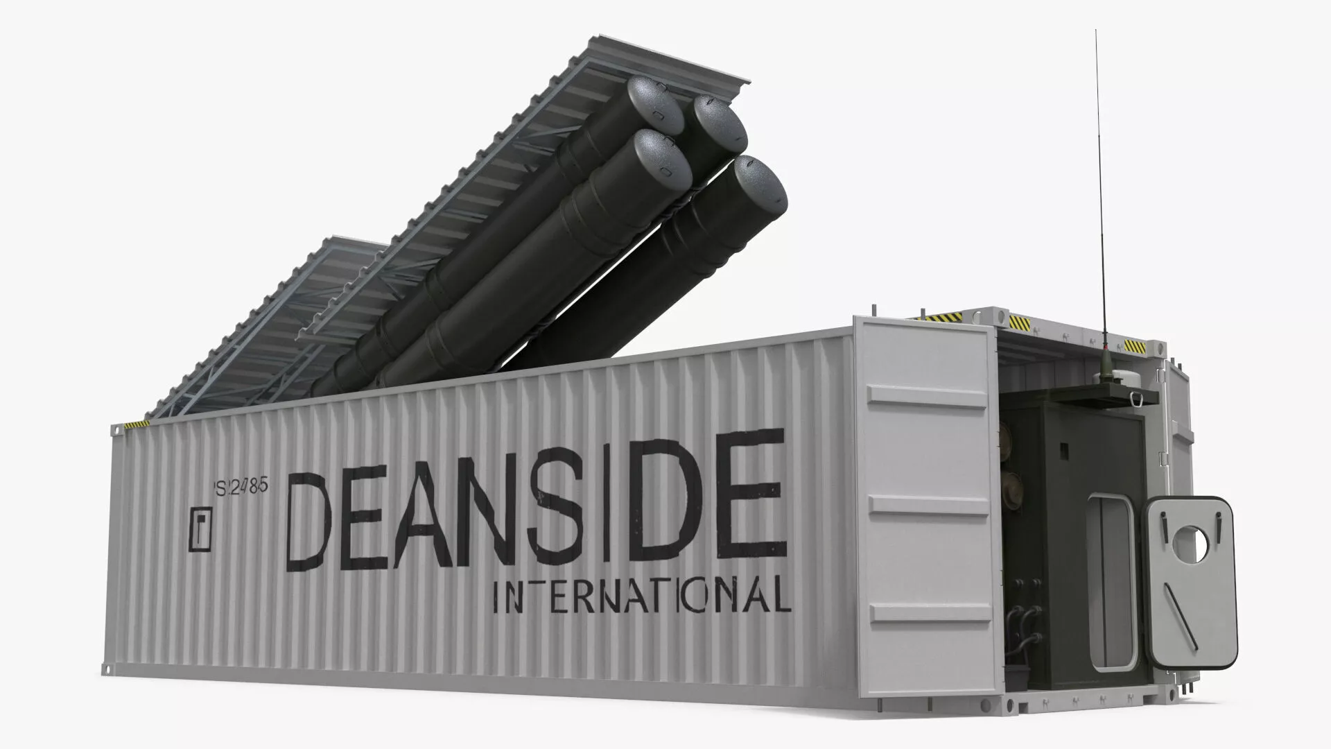 40ft Shipping Container for Air Defense Systems Rigged Cinema 4D 3D model