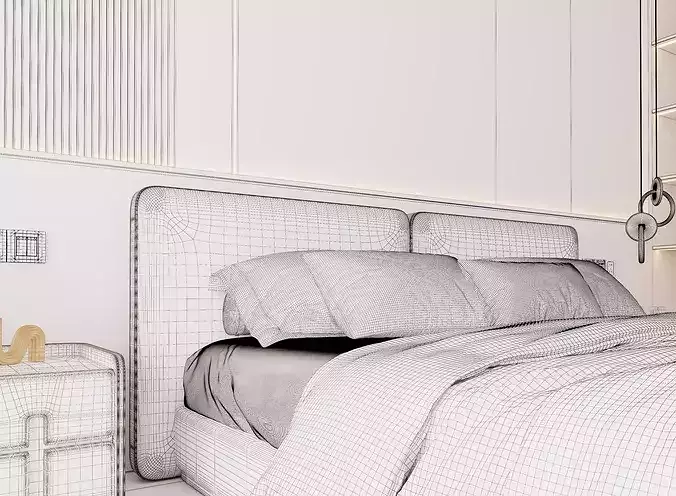 modern bedroom interior020 3D model 3