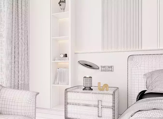 modern bedroom interior020 3D model 4
