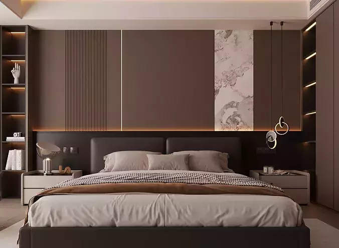 modern bedroom interior020 3D model 7