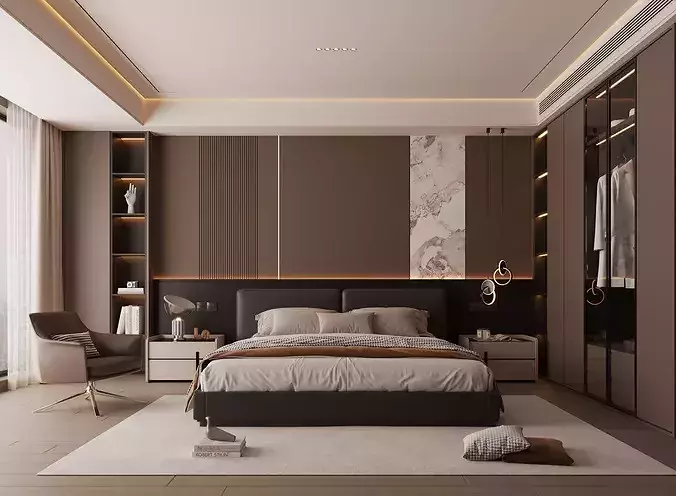 modern bedroom interior020 3D model