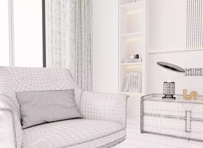 modern bedroom interior020 3D model 5