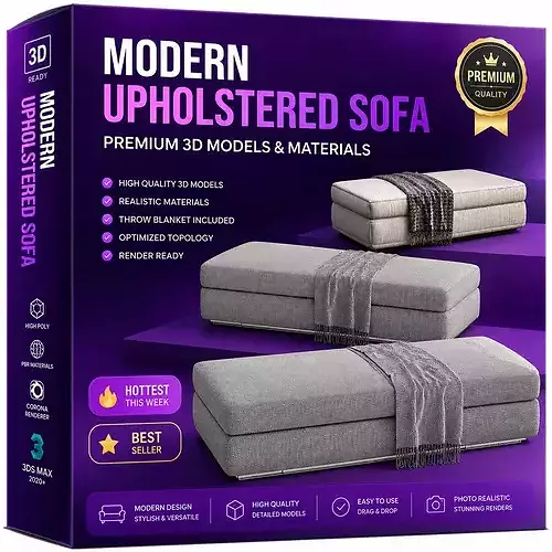 Modern Upholstered Sofa Premium 3D Models and Materials 3D model