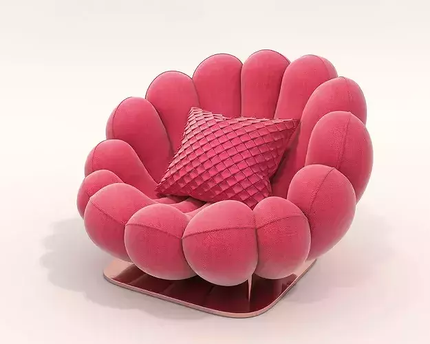 Modern Curved Lounge Chair with Side Table 2 3D model 7