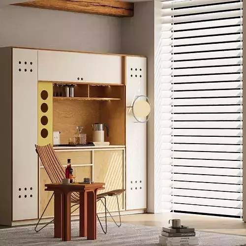 Bauhaus style sideboard chair decorative furniture asset 3D model 2