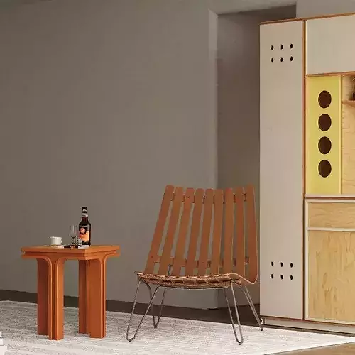 Bauhaus style sideboard chair decorative furniture asset 3D model 3