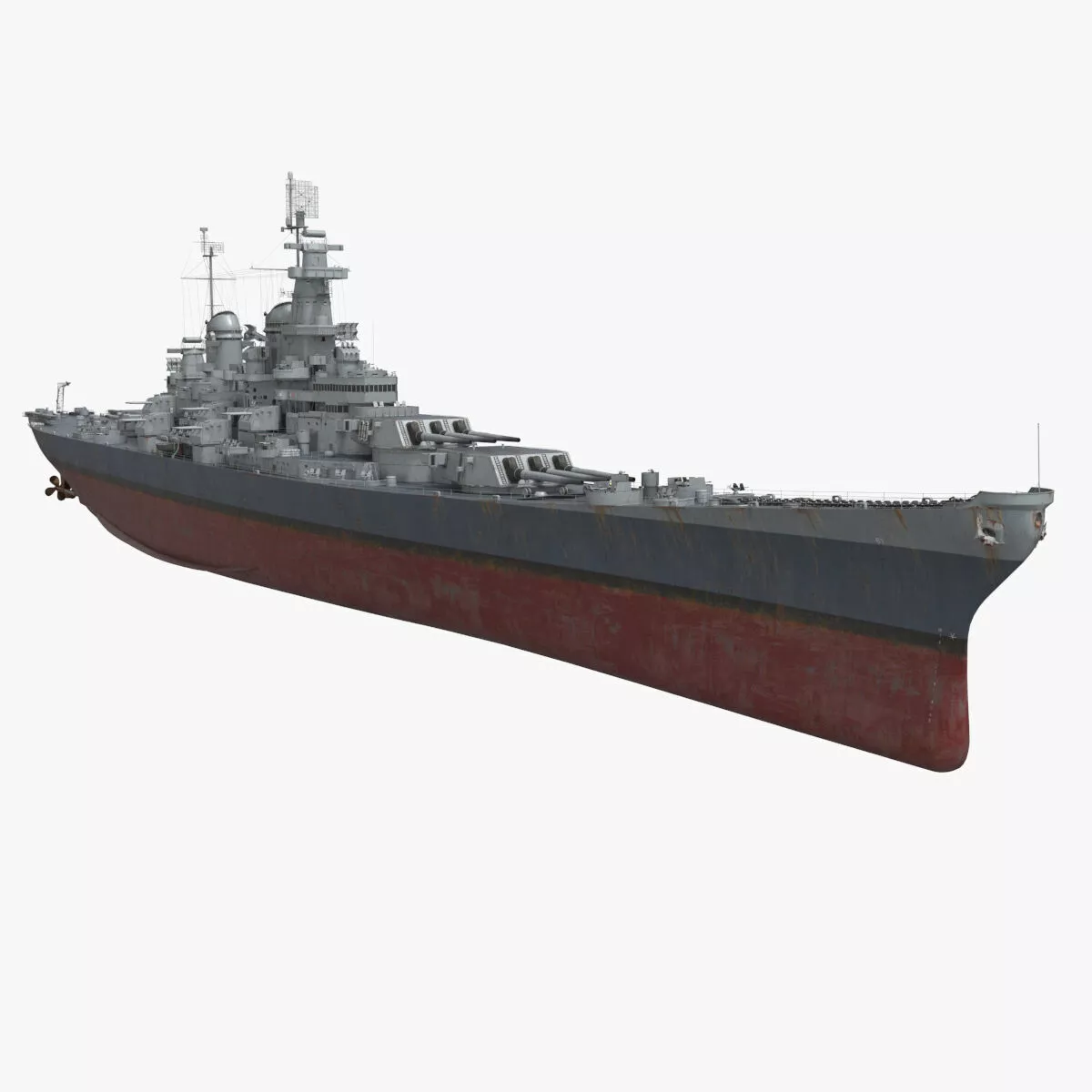 USS Iowa Battleship 1940s Used Rigged 3D model