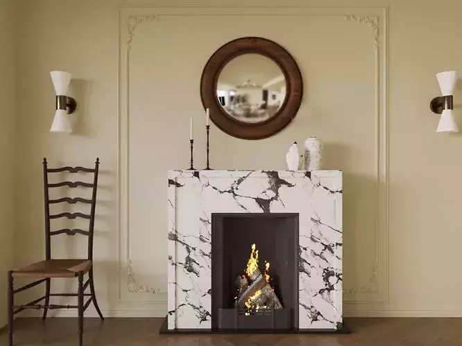 Wabi-sabi villa living room modern living room interior scenes 3D model 5